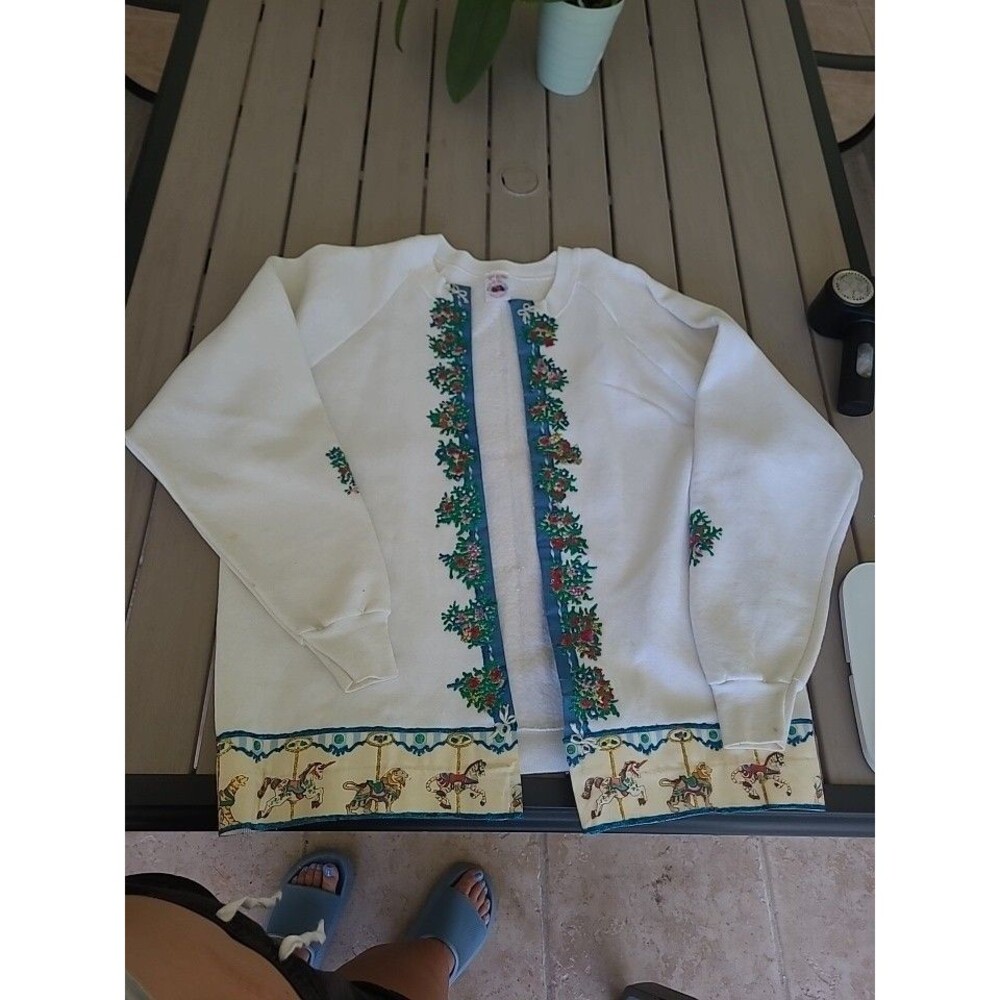 Vtg Hanes Christmas Slip On Jacket Custom Hand Painted XL B26